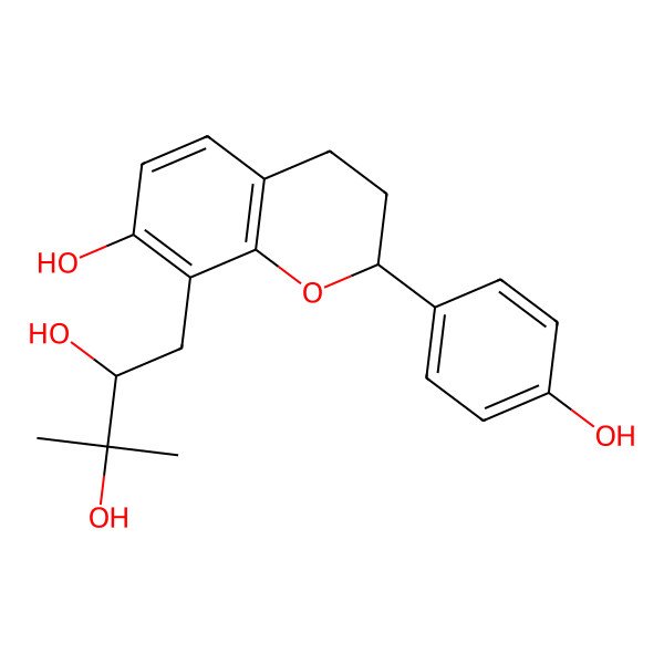 2D Structure of (2S)-1-[(2S)-7-hydroxy-2-(4-hydroxyphenyl)-3,4-dihydro-2H-chromen-8-yl]-3-methylbutane-2,3-diol