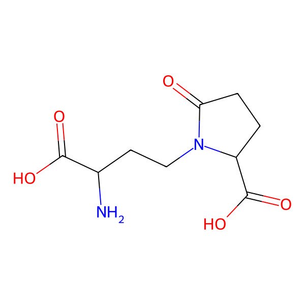 2D Structure of (2S)-1-[(3S)-3-amino-3-carboxypropyl]-5-oxopyrrolidine-2-carboxylic acid