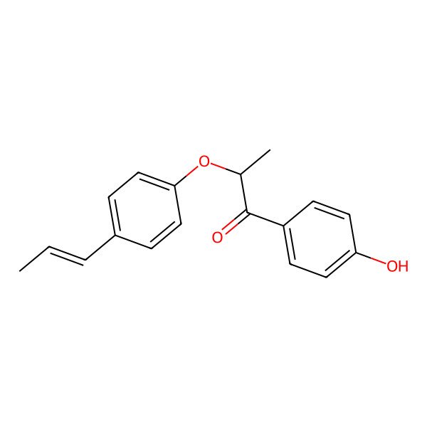 2D Structure of (2S)-1-(4-hydroxyphenyl)-2-[4-[(E)-prop-1-enyl]phenoxy]propan-1-one