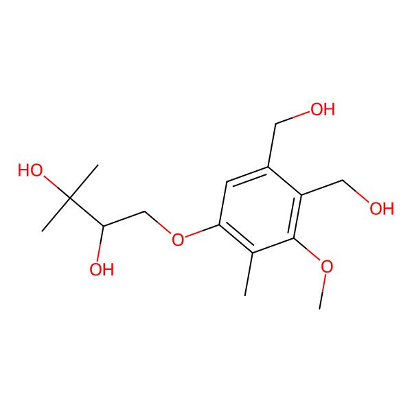 2D Structure of (2S)-1-[4,5-bis(hydroxymethyl)-3-methoxy-2-methylphenoxy]-3-methylbutane-2,3-diol
