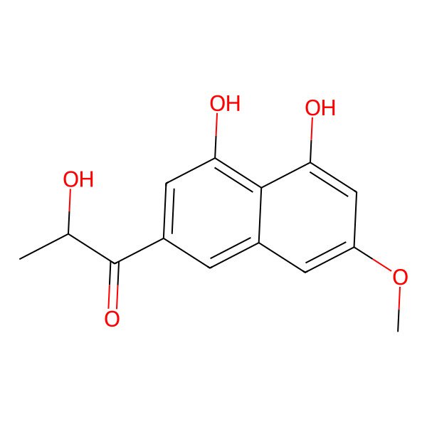 2D Structure of (2S)-1-(4,5-dihydroxy-7-methoxynaphthalen-2-yl)-2-hydroxypropan-1-one