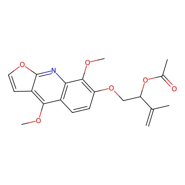 2D Structure of [(2S)-1-(4,8-dimethoxyfuro[2,3-b]quinolin-7-yl)oxy-3-methylbut-3-en-2-yl] acetate