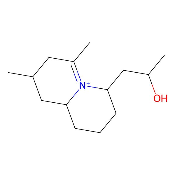 2D Structure of (2S)-1-[(4S,8S,9aS)-6,8-dimethyl-1,2,3,4,7,8,9,9a-octahydroquinolizin-5-ium-4-yl]propan-2-ol