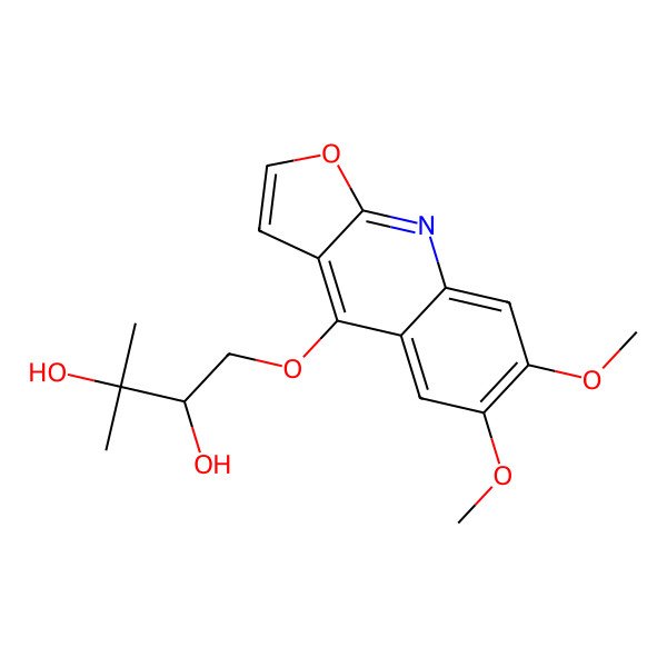 2D Structure of (2S)-1-(6,7-dimethoxyfuro[2,3-b]quinolin-4-yl)oxy-3-methylbutane-2,3-diol