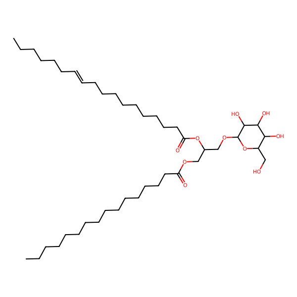 2D Structure of (2s)-1-(Alpha-D-Glucopyranosyloxy)-3-(Hexadecanoyloxy)propan-2-Yl (11z)-Octadec-11-Enoate