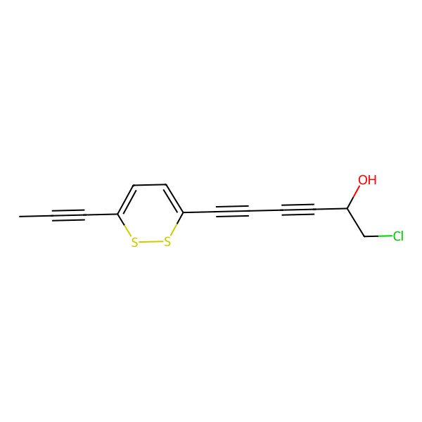 2D Structure of (2S)-1-chloro-6-(6-prop-1-ynyldithiin-3-yl)hexa-3,5-diyn-2-ol