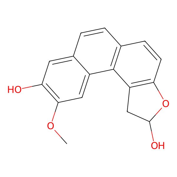2D Structure of (2S)-10-methoxy-1,2-dihydronaphtho[1,2-e][1]benzofuran-2,9-diol