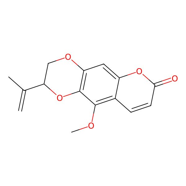 2D Structure of (2S)-10-methoxy-2-prop-1-en-2-yl-2,3-dihydropyrano[2,3-g][1,4]benzodioxin-7-one