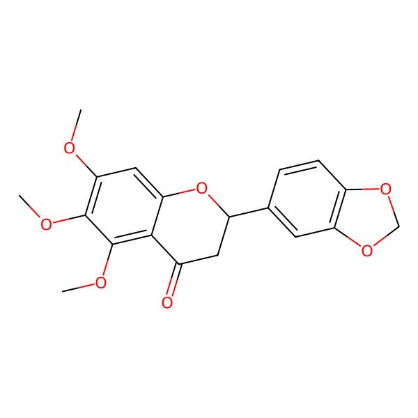 2D Structure of (2S)-2-(1,3-benzodioxol-5-yl)-5,6,7-trimethoxy-2,3-dihydrochromen-4-one