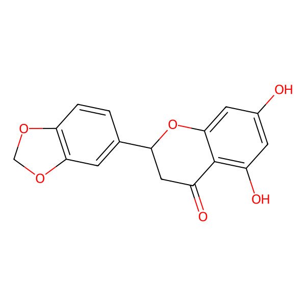 2D Structure of (2S)-2-(1,3-benzodioxol-5-yl)-5,7-dihydroxy-2,3-dihydrochromen-4-one 2D Structure of (2S)-2-(1,3-benzodioxol-5-yl)-5,7-dihydroxy-2,3-dihydrochromen-4-one