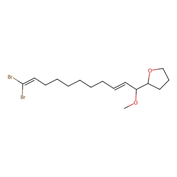 2D Structure of (2S)-2-[(1R,2E)-11,11-dibromo-1-methoxyundeca-2,10-dienyl]oxolane