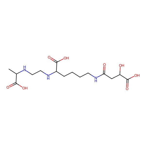 2D Structure of (2S)-2-[2-(1-carboxyethylamino)ethylamino]-6-[(3-carboxy-3-hydroxypropanoyl)amino]hexanoic acid