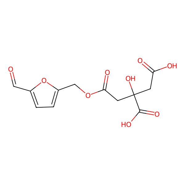 2D Structure of (2S)-2-[2-[(5-formylfuran-2-yl)methoxy]-2-oxoethyl]-2-hydroxybutanedioic acid