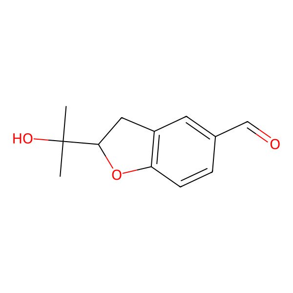 2D Structure of (2S)-2-(2-hydroxypropan-2-yl)-2,3-dihydro-1-benzofuran-5-carbaldehyde