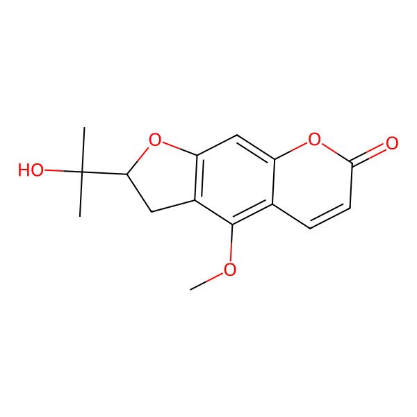 2D Structure of (2S)-2-(2-hydroxypropan-2-yl)-4-methoxy-2,3-dihydrofuro[3,2-g]chromen-7-one