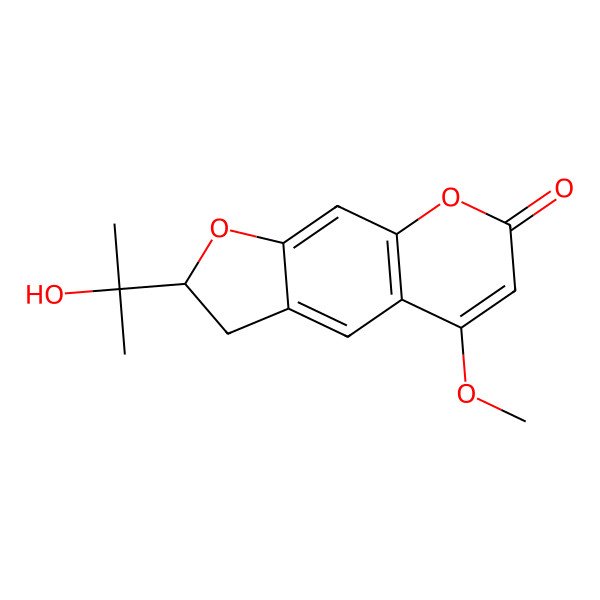 2D Structure of (2S)-2-(2-hydroxypropan-2-yl)-5-methoxy-2,3-dihydrofuro[3,2-g]chromen-7-one