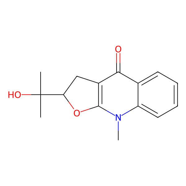 2D Structure of (2S)-2-(2-hydroxypropan-2-yl)-9-methyl-2,3-dihydrofuro[2,3-b]quinolin-4-one