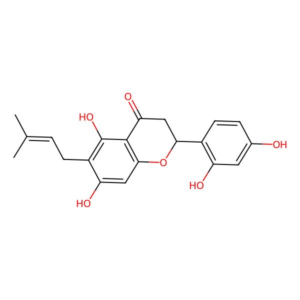 2D Structure of (2S)-2-(2,4-dihydroxyphenyl)-5,7-dihydroxy-6-(3-methylbut-2-enyl)-2,3-dihydrochromen-4-one