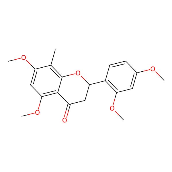 2D Structure of (2S)-2-(2,4-dimethoxyphenyl)-5,7-dimethoxy-8-methyl-2,3-dihydrochromen-4-one 2D Structure of (2S)-2-(2,4-dimethoxyphenyl)-5,7-dimethoxy-8-methyl-2,3-dihydrochromen-4-one