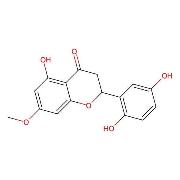 2D Structure of (2S)-2-(2,5-dihydroxyphenyl)-5-hydroxy-7-methoxy-2,3-dihydrochromen-4-one