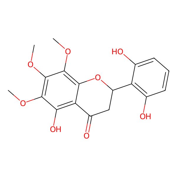 2D Structure of (2S)-2-(2,6-dihydroxyphenyl)-5-hydroxy-6,7,8-trimethoxy-2,3-dihydrochromen-4-one