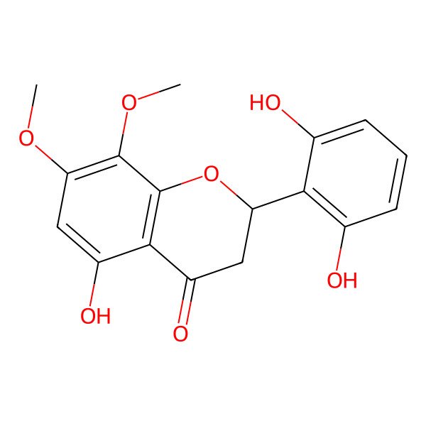 2D Structure of (2S)-2-(2,6-dihydroxyphenyl)-5-hydroxy-7,8-dimethoxy-2,3-dihydrochromen-4-one