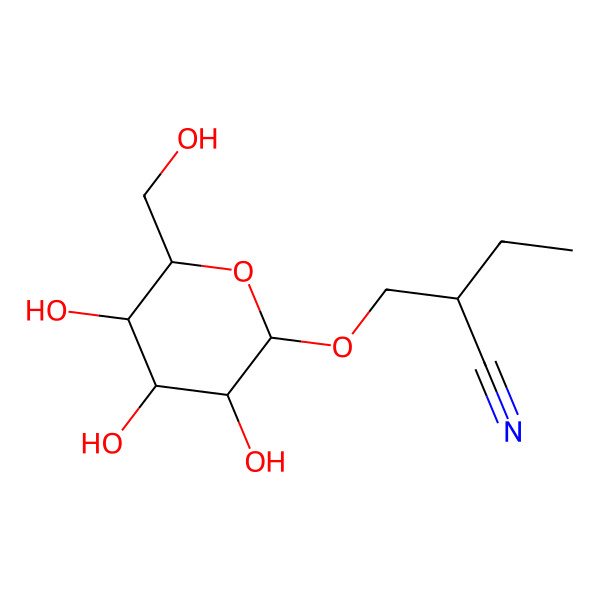 2D Structure of (2S)-2-[[(2R,3R,4S,5S,6R)-3,4,5-trihydroxy-6-(hydroxymethyl)oxan-2-yl]oxymethyl]butanenitrile