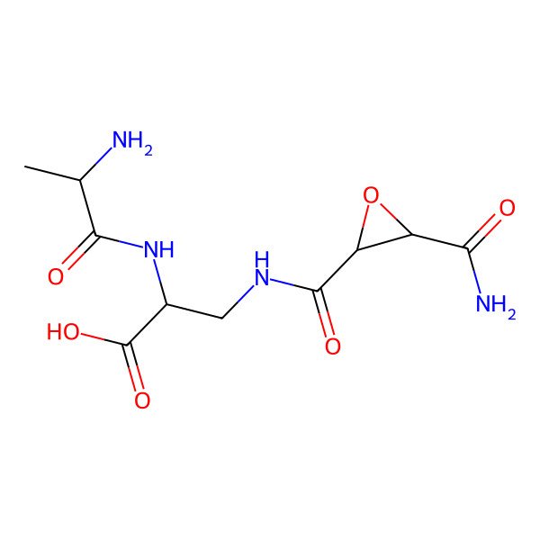 2D Structure of (2S)-2-[(2S)-2-aminopropanamido]-3-{[(2R,3R)-3-carbamoyloxiran-2-yl]formamido}propanoic acid