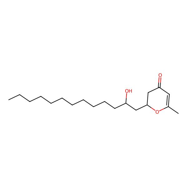 2D Structure of (2S)-2-[(2S)-2-hydroxytridecyl]-6-methyl-2,3-dihydropyran-4-one