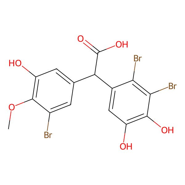 2D Structure of (2S)-2-(3-bromo-5-hydroxy-4-methoxyphenyl)-2-(2,3-dibromo-4,5-dihydroxyphenyl)acetic acid