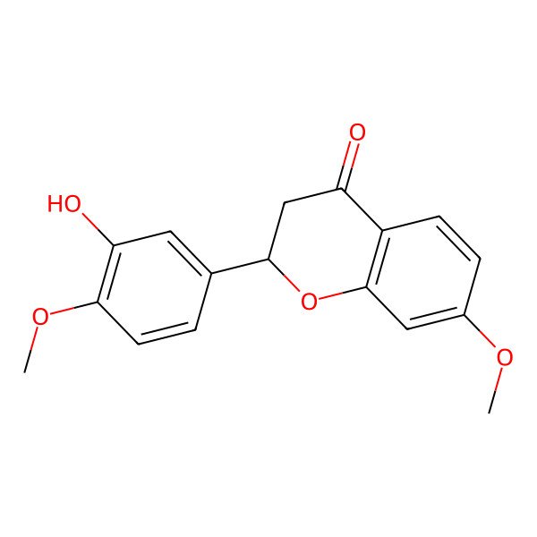 2D Structure of (2S)-2-(3-hydroxy-4-methoxyphenyl)-7-methoxy-2,3-dihydrochromen-4-one