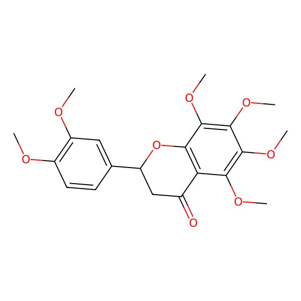 2D Structure of (2S)-2-(3,4-dimethoxyphenyl)-5,6,7,8-tetramethoxy-2,3-dihydrochromen-4-one