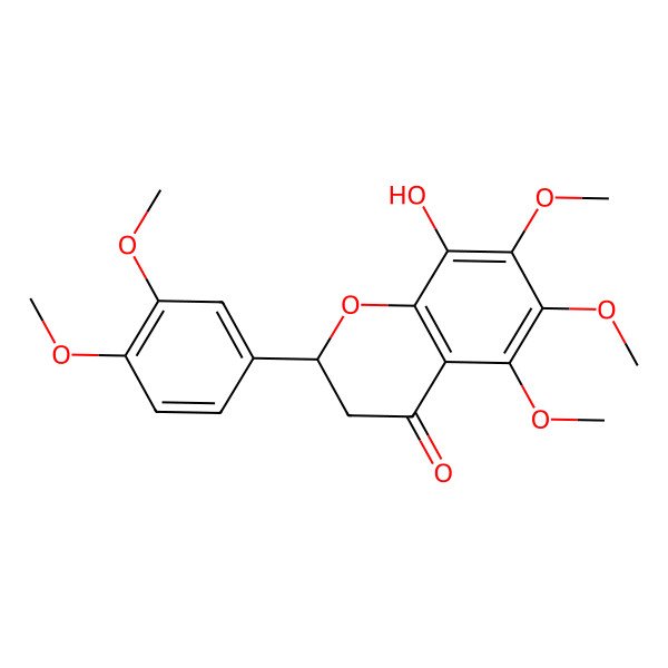 2D Structure of (2S)-2-(3,4-dimethoxyphenyl)-8-hydroxy-5,6,7-trimethoxy-2,3-dihydrochromen-4-one