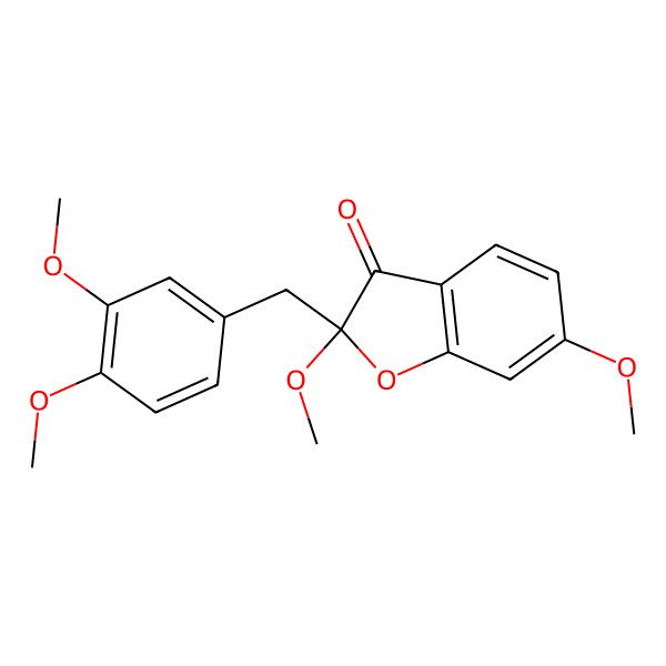 2D Structure of (2S)-2-[(3,4-dimethoxyphenyl)methyl]-2,6-dimethoxy-1-benzofuran-3-one
