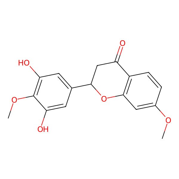2D Structure of (2S)-2-(3,5-dihydroxy-4-methoxyphenyl)-7-methoxy-2,3-dihydrochromen-4-one