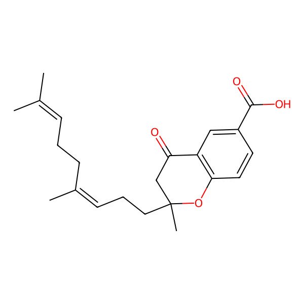 2D Structure of (2S)-2-[(3E)-4,8-dimethylnona-3,7-dienyl]-2-methyl-4-oxo-3H-chromene-6-carboxylic acid