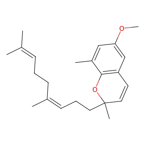 2D Structure of (2S)-2-[(3E)-4,8-dimethylnona-3,7-dienyl]-6-methoxy-2,8-dimethylchromene