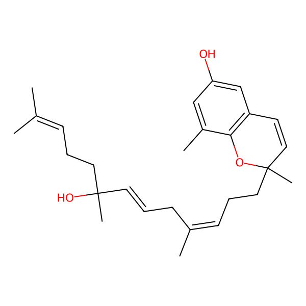 2D Structure of (2S)-2-[(3E,6E,8S)-8-hydroxy-4,8,12-trimethyltrideca-3,6,11-trienyl]-2,8-dimethylchromen-6-ol