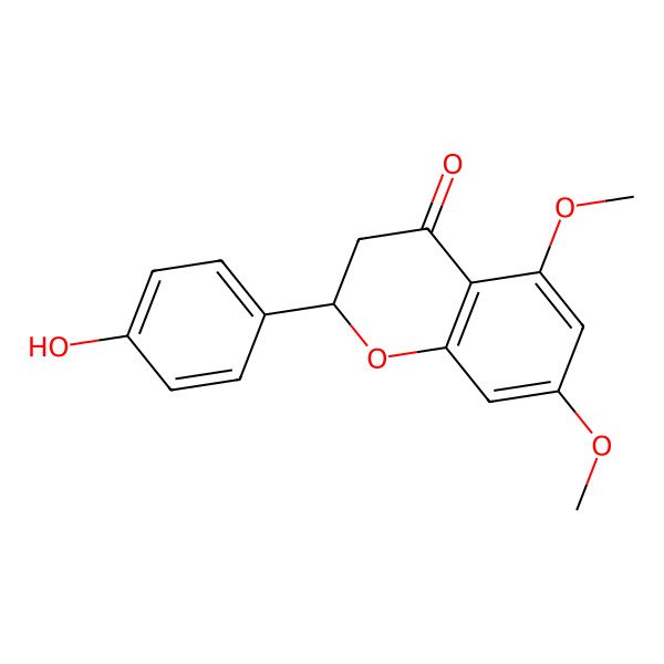 2D Structure of (2S)-2-(4-hydroxyphenyl)-5,7-dimethoxy-2,3-dihydrochromen-4-one 2D Structure of (2S)-2-(4-hydroxyphenyl)-5,7-dimethoxy-2,3-dihydrochromen-4-one