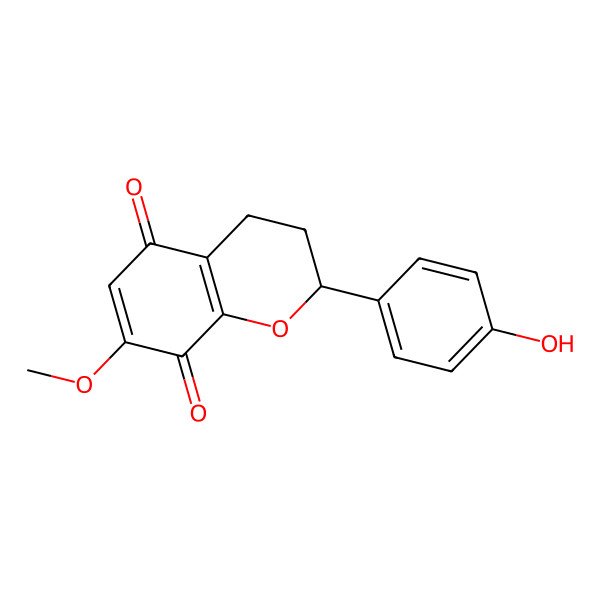2D Structure of (2S)-2-(4-hydroxyphenyl)-7-methoxy-3,4-dihydro-2H-chromene-5,8-dione