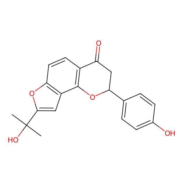 2D Structure of (2S)-2-(4-hydroxyphenyl)-8-(2-hydroxypropan-2-yl)-2,3-dihydrofuro[2,3-h]chromen-4-one