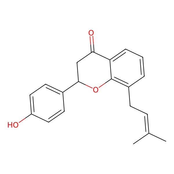 2D Structure of (2S)-2-(4-hydroxyphenyl)-8-(3-methylbut-2-enyl)-2,3-dihydrochromen-4-one