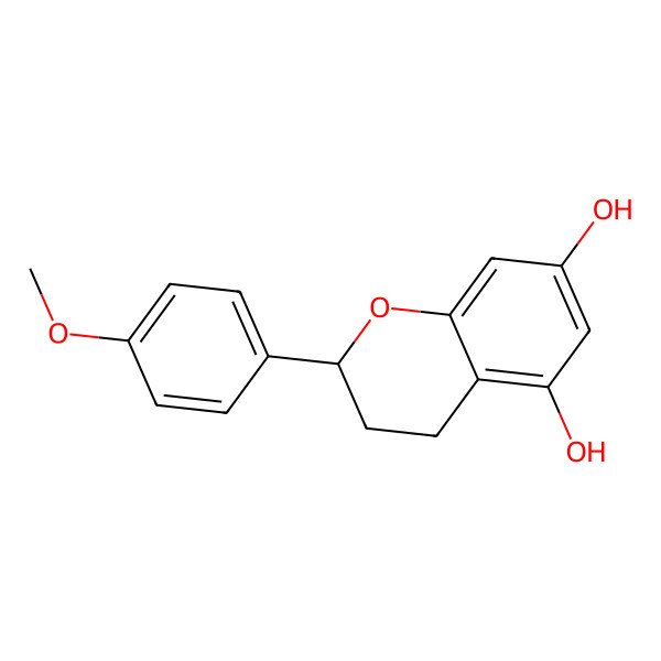 2D Structure of (2S)-2-(4-methoxyphenyl)-3,4-dihydro-2H-chromene-5,7-diol