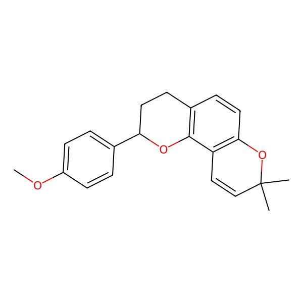 2D Structure of (2S)-2-(4-methoxyphenyl)-8,8-dimethyl-3,4-dihydro-2H-pyrano[2,3-f]chromene