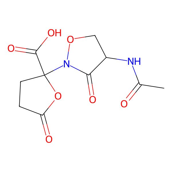 2D Structure of (2S)-2-[(4S)-4-acetamido-3-oxo-1,2-oxazolidin-2-yl]-5-oxooxolane-2-carboxylic acid