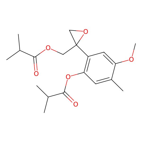 2D Structure of [(2S)-2-[5-methoxy-4-methyl-2-(2-methylpropanoyloxy)phenyl]oxiran-2-yl]methyl 2-methylpropanoate