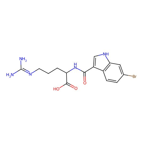 2D Structure of (2S)-2-[(6-bromo-1H-indole-3-carbonyl)amino]-5-(diaminomethylideneamino)pentanoic acid
