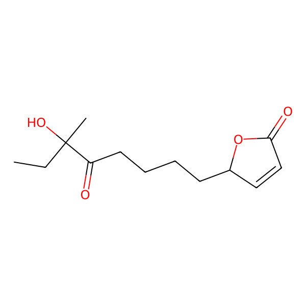 2D Structure of (2S)-2-(6-hydroxy-6-methyl-5-oxooctyl)-2H-furan-5-one