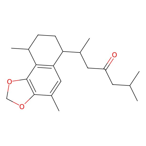 2D Structure of (2S)-2-[(6R,9R)-4,9-dimethyl-6,7,8,9-tetrahydrobenzo[g][1,3]benzodioxol-6-yl]-6-methylheptan-4-one
