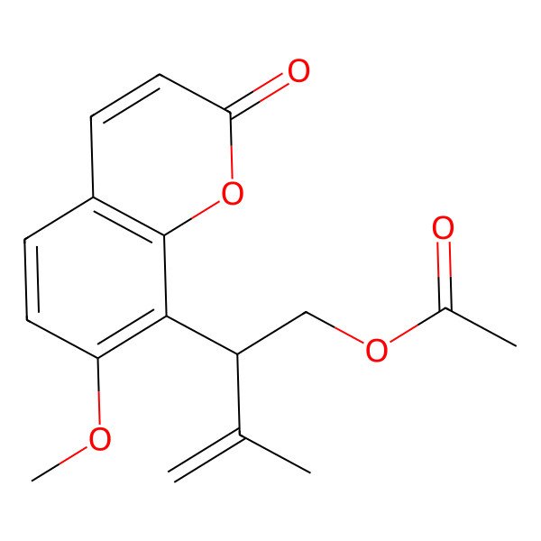 2D Structure of [(2S)-2-(7-methoxy-2-oxochromen-8-yl)-3-methylbut-3-enyl] acetate